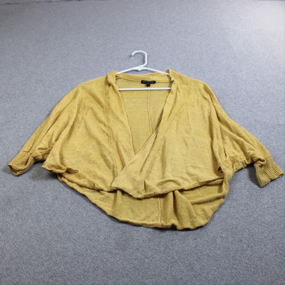 Eileen Fisher Cardigan Sweater Women Small Yellow Open Lightweight Boho Lagenloo